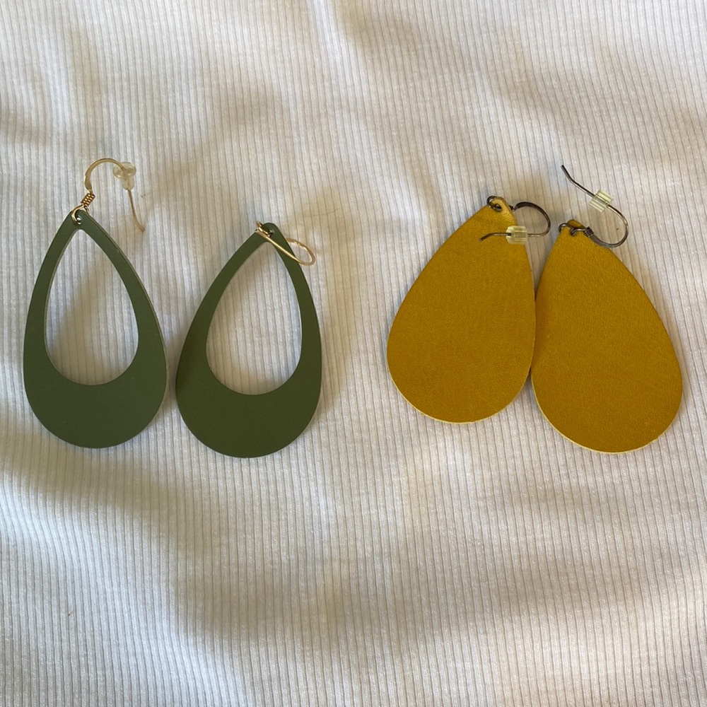 Two pair Nickel and Suede leather earrings